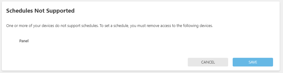 Panel doesn't support schedules