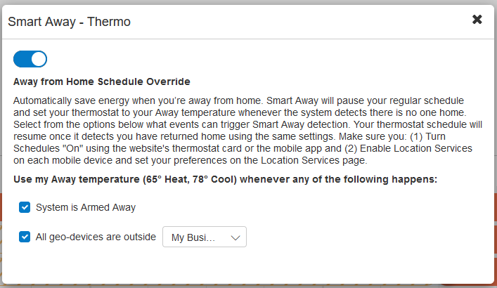 Thermostat Smart Away