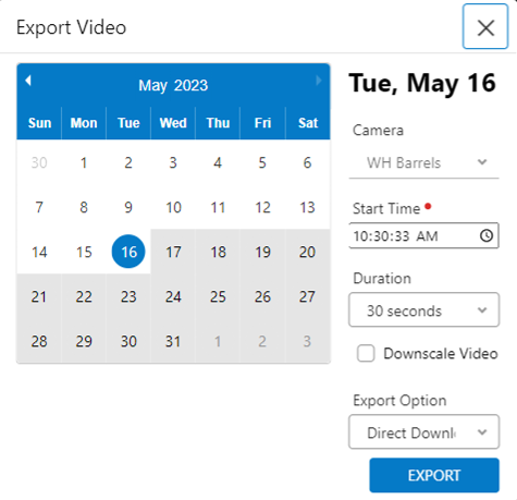 Export video pop-up Modal