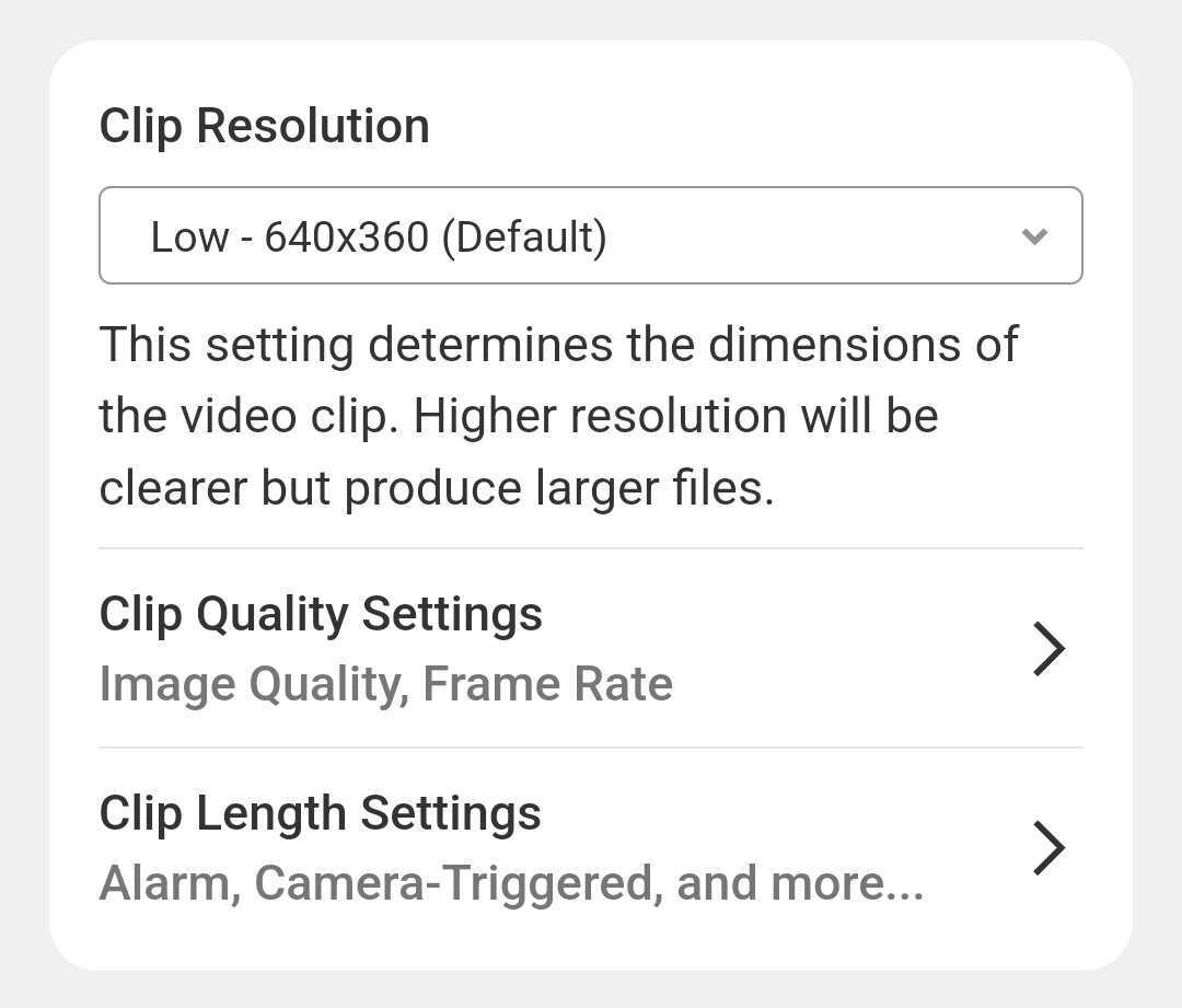 Change clip resolution in app