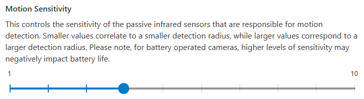Motion sensitivity slider