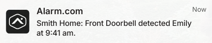 Familiar Face Analytics notification