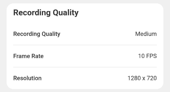 SD Card Info Recording Quality