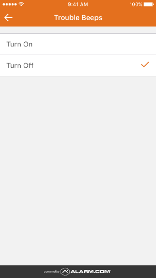 Turn off system trouble beeps using the app - Knowledge Base